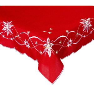 Forbyt, Vianočný obrus, Korálová hviezda, červený 120 x 140cm obdĺžnik
